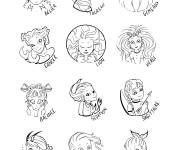 Coloriage Signes astrologiques en forme trop mignon