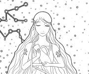 Coloriage signes du zodiaque Vierge au ciel
