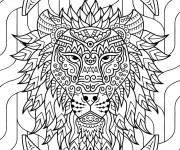 Coloriage Style signe d'astrologie Lion dessin&eacute; &agrave; la main
