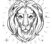 Coloriage Symbole du zodiaque Lion aux motifs