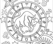 Coloriage Taureau signe astrologique