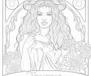 Coloriage Taureau signe astrologique f&eacute;minine