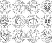 Coloriage Tous les signes du zodiaque en &eacute;moji