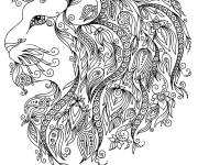Coloriage Trait du signe astrologique Lion dessin&eacute; &agrave; la main