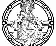 Coloriage Verseau astrologique de style Art Nouveau