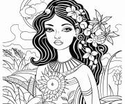 Coloriage Verseau comme une belle fille dans la nature