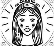 Coloriage Vierge dans le cadre c&eacute;leste