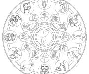 Coloriage Yin Yang et signes astrologiques