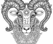 Coloriage Zodiaque B&eacute;lier en art zen