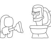 Coloriage et dessins gratuit Among Us et Skibidi Toilet dessin&eacute; &agrave; la main à imprimer