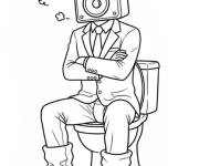 Coloriage Camera man sur la toilette