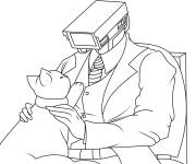 Coloriage Cameraman avec son chat