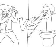 Coloriage Cameraman contre Skibidi Toilet