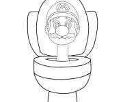 Coloriage Mario comme Skibidi Toilet