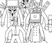 Coloriage Personnages principaux de Skibidi Toilet