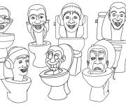 Coloriage Plusieurs personnage Skibidi Toilet