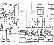 Coloriage Sc&egrave;ne of TV Man et Skibidi Toilet