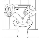 Coloriage Skibidi Toilet &agrave; deux t&ecirc;tes