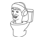 Coloriage skibidi toilet &eacute;coute de la musique