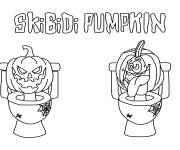 Coloriage Skibidi Toilet en t&ecirc;te de citrouille