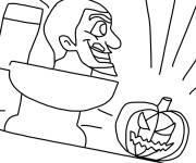 Coloriage Skibidi Toilet et citrouille de Halloween