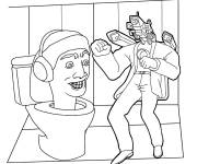 Coloriage Skibidi Toilet et Titan Cameraman