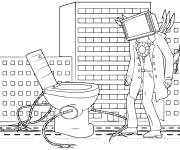 Coloriage Skibidi Toilet face au TV Man