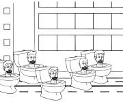 Coloriage et dessins gratuit Skibidi Toilet forment une &eacute;quipe à imprimer
