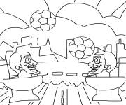 Coloriage Skibidi Toilet jouant au foot