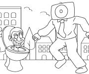 Coloriage Speakerman, Skibidi Toilet et le sc&egrave;ne drole