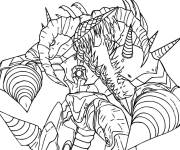 Coloriage Titan Drill Man en action