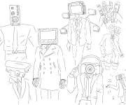 Coloriage Tous les personnages de Skibidi Toilet