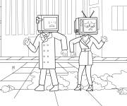 Coloriage TV Man et TV Woman de Skibidi Toilet