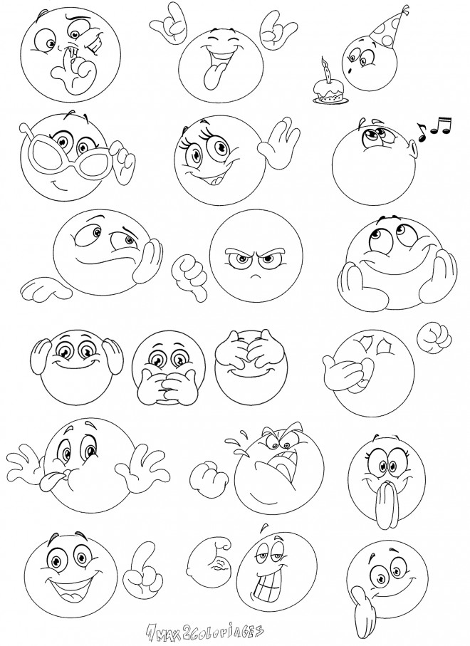 Coloriage Smiley en ligne dessin gratuit à imprimer