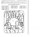 Coloriage Addition magique dinosaure