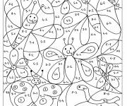 Coloriage et dessins gratuit Magique Soustraction papillons et fleurs à imprimer