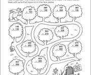 Coloriage Soustraction Arbres