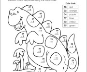 Coloriage Soustraction Dinosaure