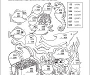 Coloriage Soustraction Fond marin
