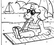 Coloriage Soustraction La Plage