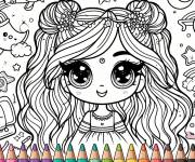 Coloriage Colorie petite Luna kawaii