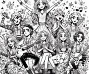 Coloriage Les amis de Soy Luna aiment la musique