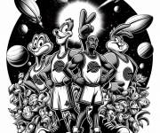 Coloriage Affiche des personnages de Space Jam gratuit