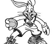 Coloriage Bugs Bunny de Space Jam en jouant au Basketball