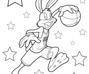 Coloriage Bugs Bunny de Tune Squad dribble le Ballon de Basket 