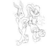 Coloriage Bugs et Lola facile de Space Jam