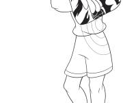 Coloriage LeBron James avec ballon de basket cartoon