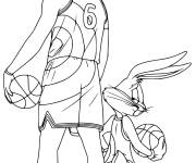 Coloriage LeBron James et Bugs Bunny du film d'animation Space Jam 2