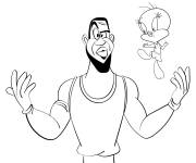 Coloriage LeBron James et Tweety Bird de cartoon