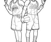 Coloriage Les membres de Tune Squad Michael Jordan et LeBron James